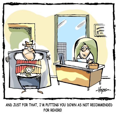 'And just for THAT, I'm putting you down as not recommended for rehire!'