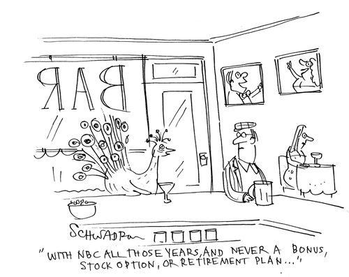 'With NBC all those years, and never a bonus, stock option or retirement plan...'