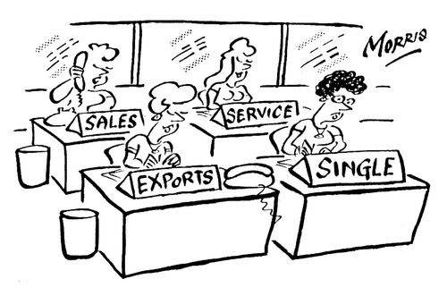Lady with 'single' as her desk sign.
