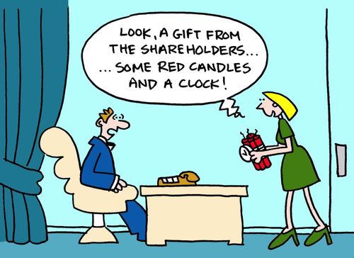 Look a gift from the shareholders...some red candles and a clock! (dynamite).