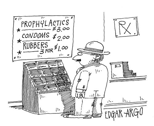 Prophylactics,condoms,rubbers.