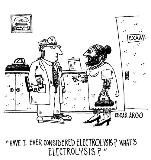 'Have I ever considered electrolysis? What's electrolysis?'