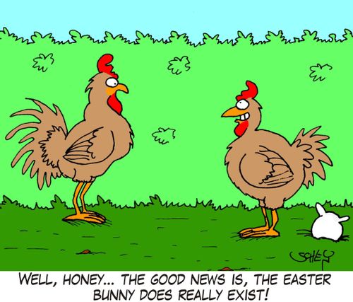 Well, honey... the good news is, the Easter bunny does really exist!'