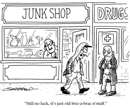 'Still no luck. It's just old bric-a-brac n' stuff.'