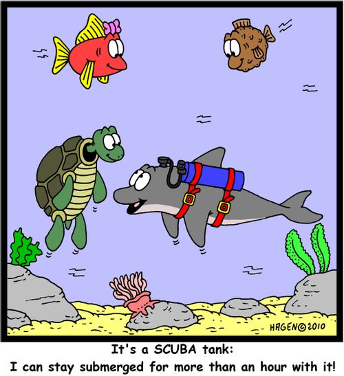 'It's a SCUBA tank: I can stay submerged for more than an hour with it!'