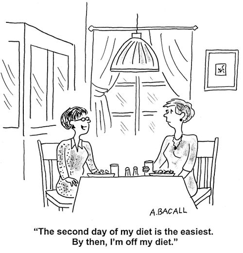 'The second diet of my diet is always the easiest. By then, I'm off my diet.'