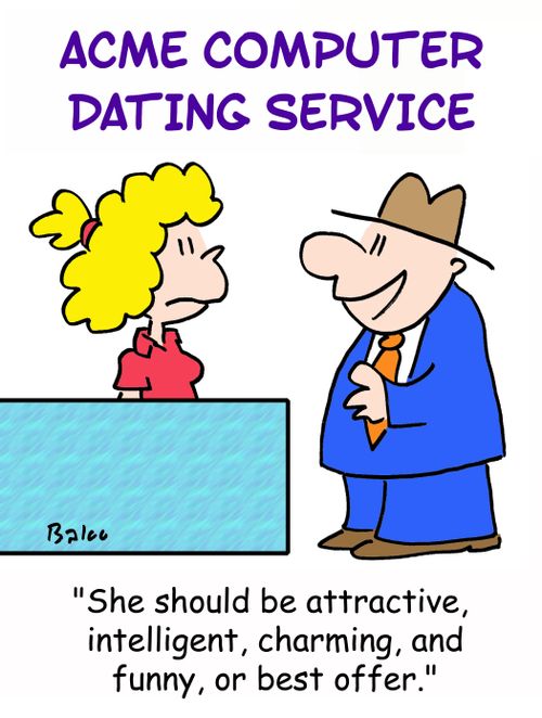ACME COMPUTER DATING SERVICE, 'She should be attractive, intelligenty, charming, and funny, or best offer.