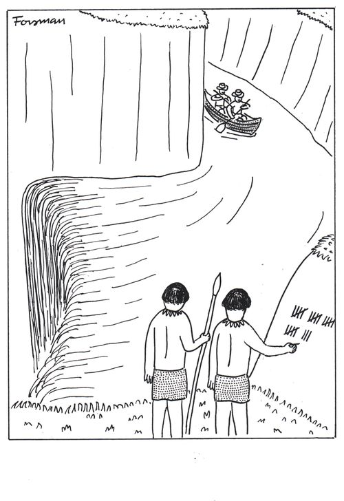 Bored natives watching the waterfall.