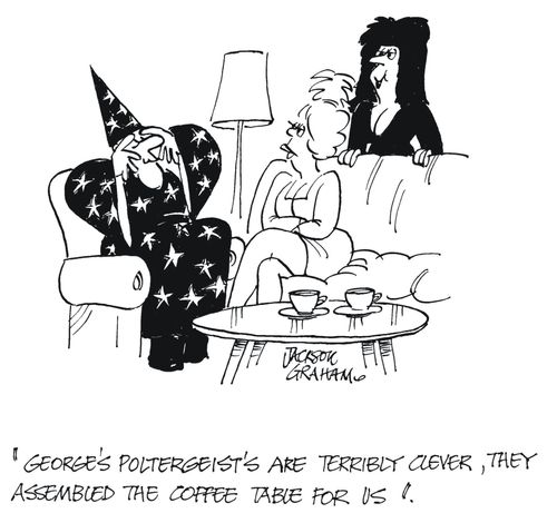 'George's poltergeists are terribly clever, they assembled the coffee table for us.'