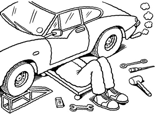 Mechanic under a car.