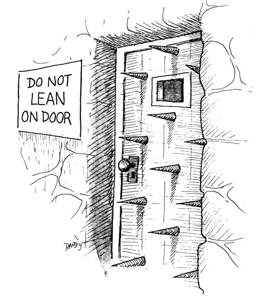 Do not lean on door.