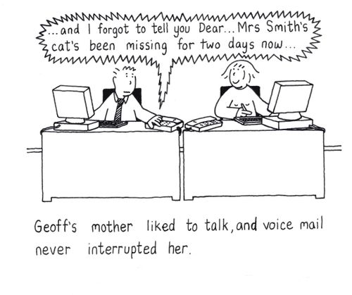 Geoff's mother liked to talk , and voice mail never interrupted her.