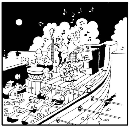 Band playing on board a slave ship.