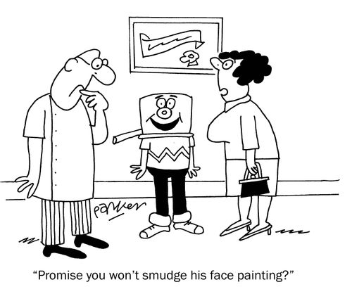 'Promise you won't smudge his face painting?'