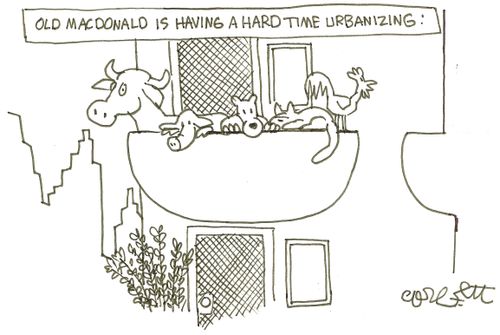 Old MacDonald is a having a hard time urbanizing.