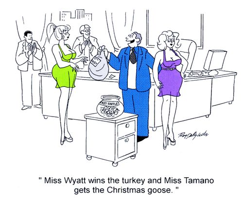 'Miss Wyatt wins the turkey and Miss Tamano gets the Christmas goose.'