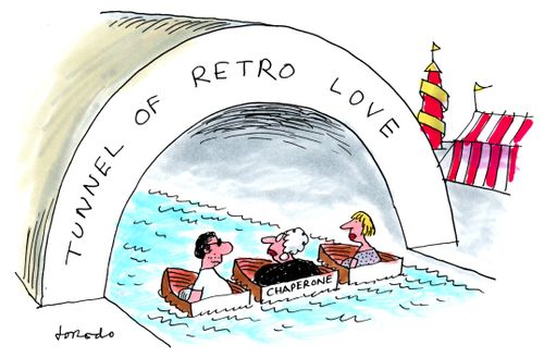 Chaperone accompanies couple in Tunnel of Love.