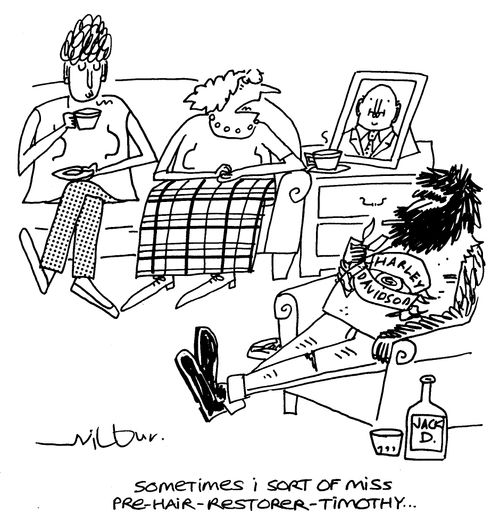 'Sometimes I sort of miss pre-hair-restorer-Timothy...'