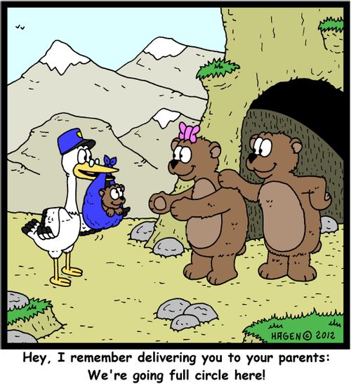 'Hey, I remember delivering you to your parents: We're going full circle here!'
