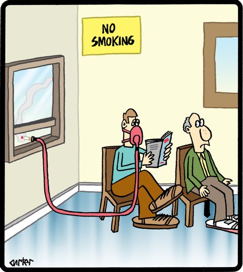 Smoking hose.