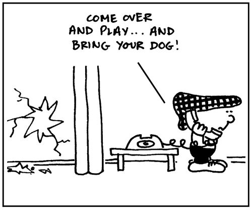 'Come over and play. . . and bring your dog.'