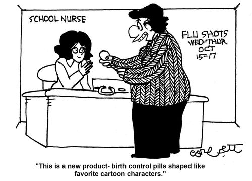 'This is a new product - birth control pills shaped like favorite cartoon characters.'