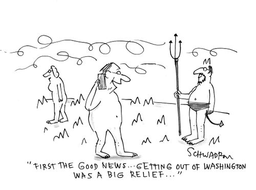 'First the good news...getting out of Washington was a bit relief.'