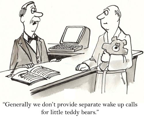 'Generally we don't provide separate wake up calls for little teddy bears.'