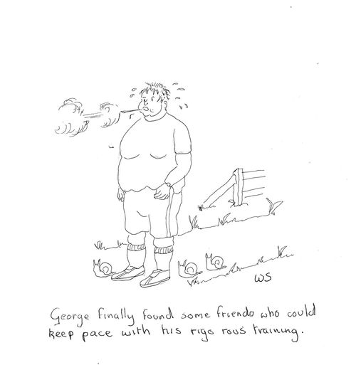 George finally found some friends who could keep pace with his rigorous training.'