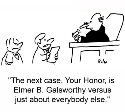 'The next case, Your Honor, is Elmer B. Galsworthy versus just about everybody else.'
