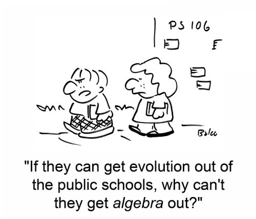 'If they can get evolution out of the public schools, why can't they get algebra out?'