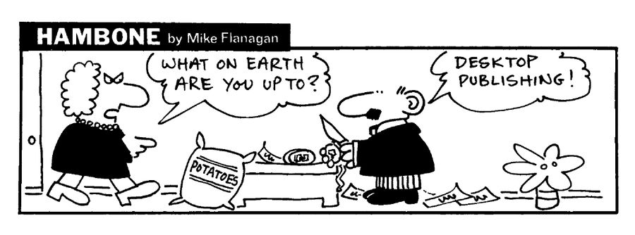 STRIP Hambone: Desktop Publishing by potato printing
