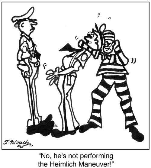 'No, he's not performing the Heimlich Maneuver!'