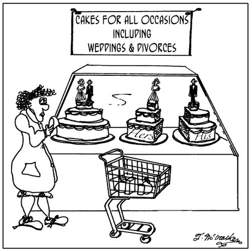 Cakes For All Occasions, including Weddings & Divorces.
