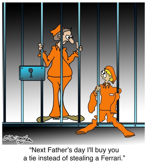 'Next Father's day I'll buy you a tie instead of stealing a Ferrari.'