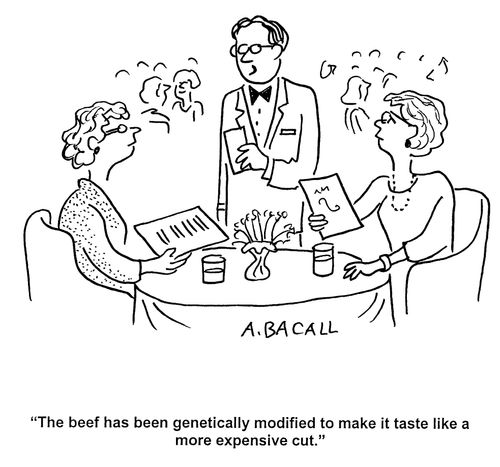 'The beef has been genetically modified to make it taste like a more expensive cut.'