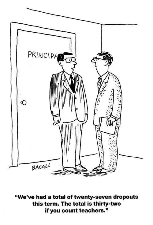 'We've had a total of twenty-seven dropouts this term. The total is thirty-two if you count the teachers.'