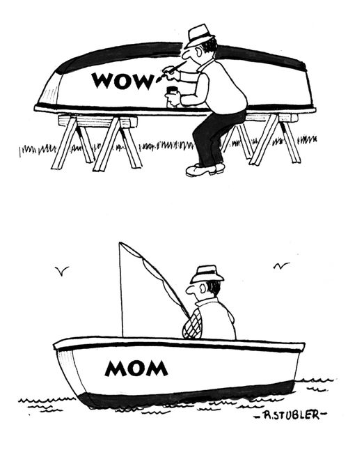 Man painting MOM on boat