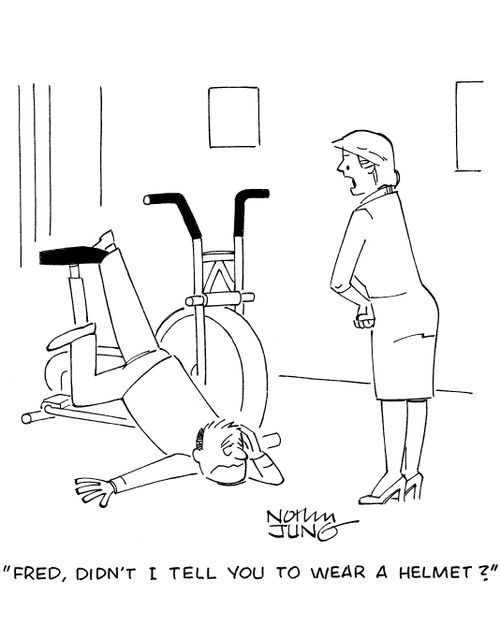 'Fred, didn't I tell you to wear a helmet?'