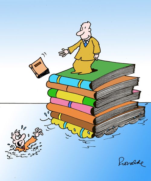 Drowning Man Thrown A Book.