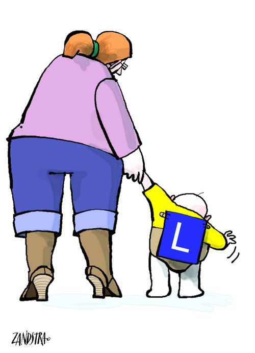 Baby with L plate.