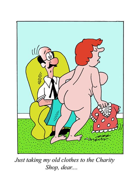 'Just taking my old clothes to the Charity Shop,dear...'