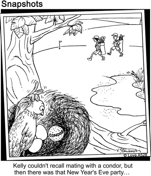Kelly couldn't recall mating with a condor, but then there was that New Year's Eve party...