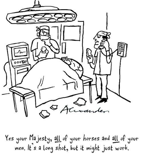 "Yes your Majesty, ALL of your horses and ALL of your men. It's a long shot, but it might just work."