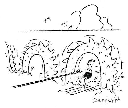 Water Skiing with Sea monster