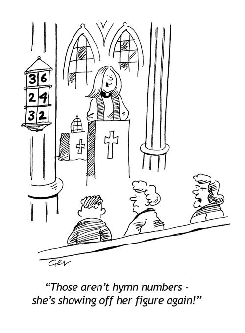 'They're not hymn numbers - she's showing off her figure!'
