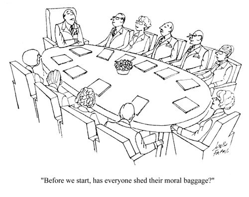 'Before we start, has everyone shed their moral baggage?'