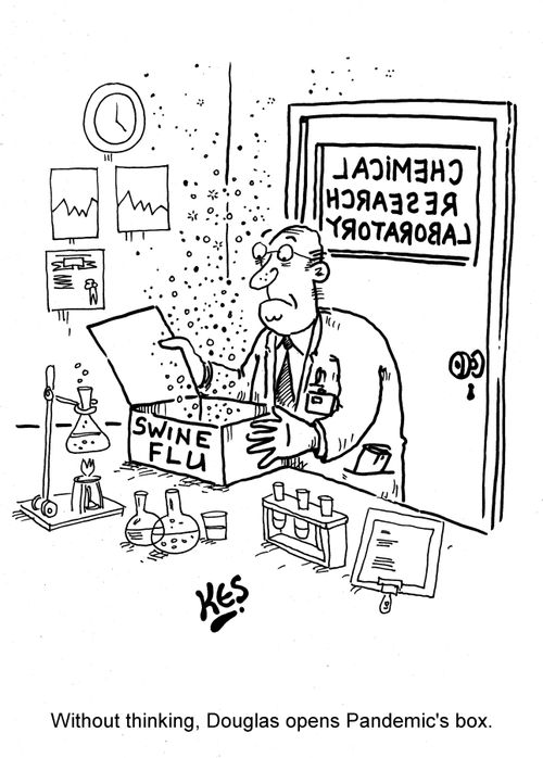 Without thinking, Douglas opens Pandemic's box.
