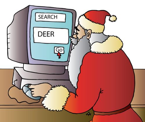 Santa Claus Searching for Deer
