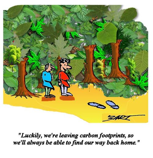'Luckily, we're leaving carbon footprints, so we'll always be able to find our way back home.'